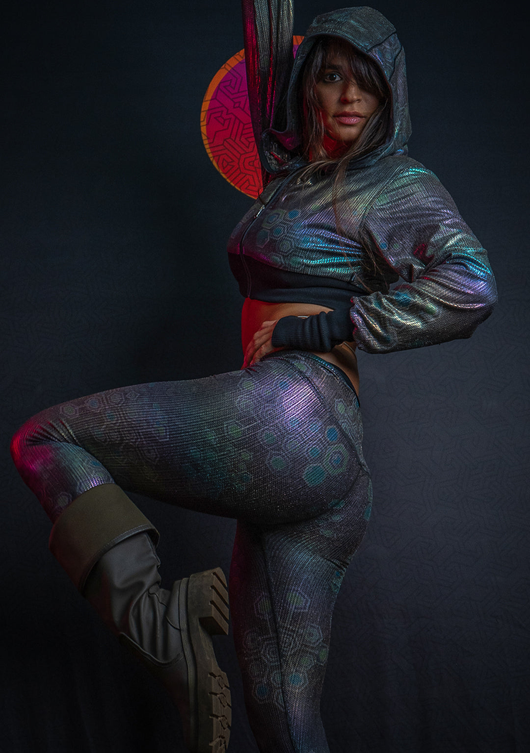 Leggings Capri / Holographic Rainbow Dots Flatrib - MYCELIUM